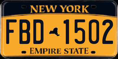 NY license plate FBD1502
