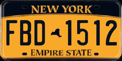 NY license plate FBD1512