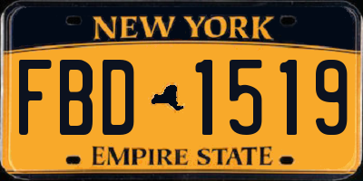 NY license plate FBD1519