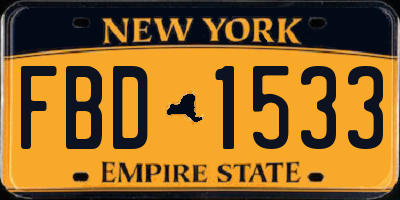 NY license plate FBD1533
