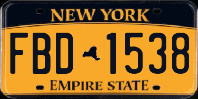 NY license plate FBD1538