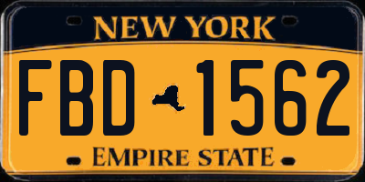 NY license plate FBD1562