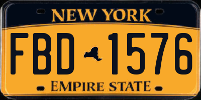 NY license plate FBD1576