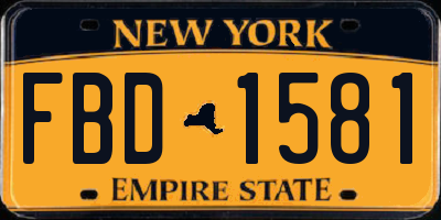 NY license plate FBD1581