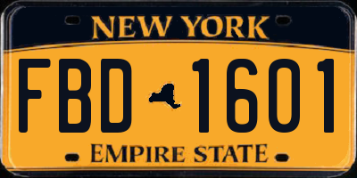 NY license plate FBD1601