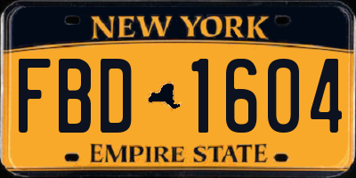 NY license plate FBD1604
