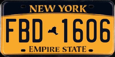 NY license plate FBD1606
