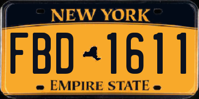 NY license plate FBD1611