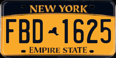 NY license plate FBD1625