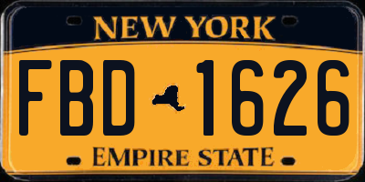 NY license plate FBD1626