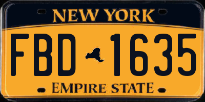 NY license plate FBD1635