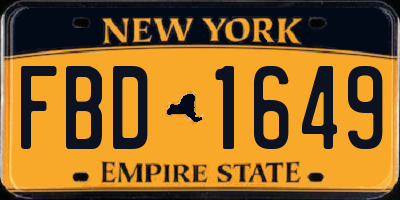 NY license plate FBD1649