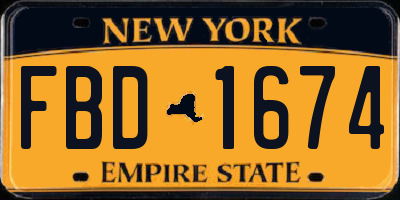 NY license plate FBD1674