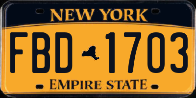NY license plate FBD1703