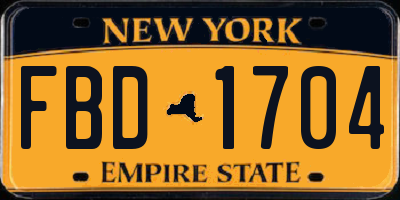 NY license plate FBD1704