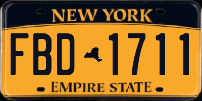 NY license plate FBD1711