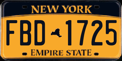 NY license plate FBD1725