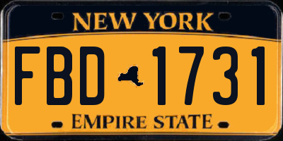 NY license plate FBD1731