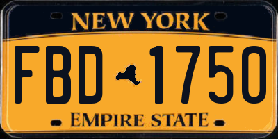 NY license plate FBD1750