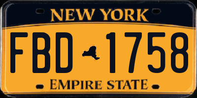 NY license plate FBD1758