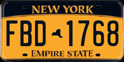 NY license plate FBD1768