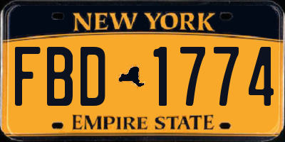 NY license plate FBD1774