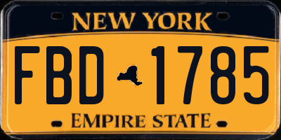 NY license plate FBD1785