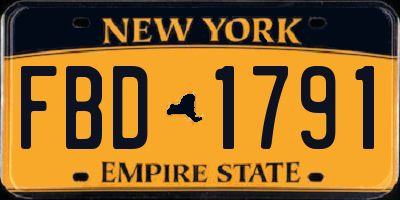 NY license plate FBD1791