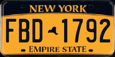 NY license plate FBD1792