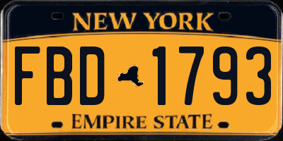 NY license plate FBD1793