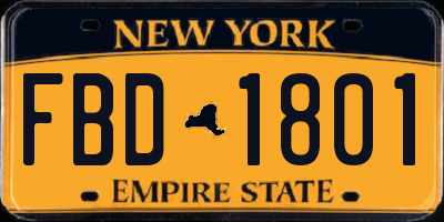 NY license plate FBD1801