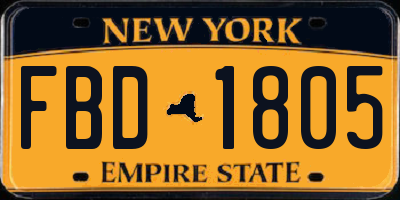 NY license plate FBD1805