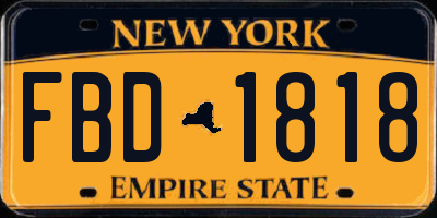 NY license plate FBD1818