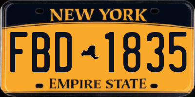 NY license plate FBD1835