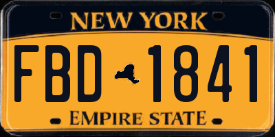 NY license plate FBD1841