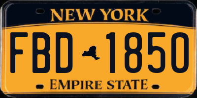 NY license plate FBD1850