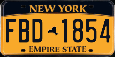 NY license plate FBD1854