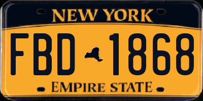 NY license plate FBD1868