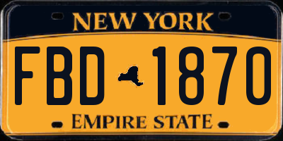 NY license plate FBD1870