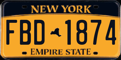 NY license plate FBD1874