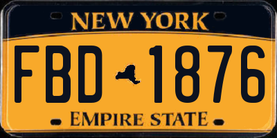 NY license plate FBD1876