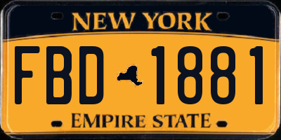 NY license plate FBD1881