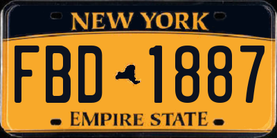 NY license plate FBD1887