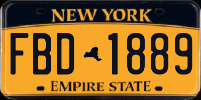 NY license plate FBD1889