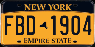 NY license plate FBD1904