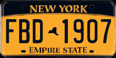 NY license plate FBD1907