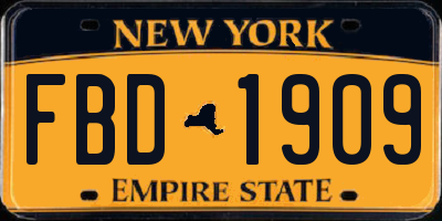 NY license plate FBD1909