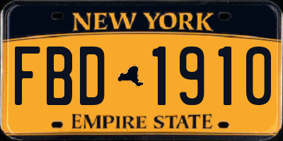 NY license plate FBD1910
