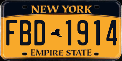 NY license plate FBD1914