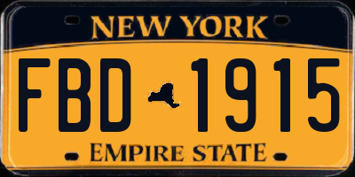 NY license plate FBD1915